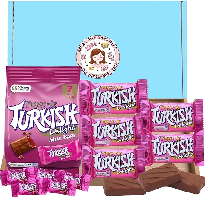 Frys Turkish Delight Gift Box - x5 Frys Turkish Delights 51g Bars Bundled With Frys Mini Turkish Delight Bars 105g - Chocolate Gift Ideal for Christmas