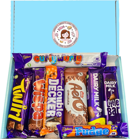 Christmas Gift Sweet Box Birthday Chocolate Hamper - 8 Full Size Bars Dairy Milk Aero Twirl Wispa Chocolates Thank You Movie Night Present Suitable For Vegetarian